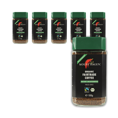 SET 6 x Caffè istantaneo decaffeinato Arabica/Robusta del Commercio Equo Bio 100 g - Mount Hagen