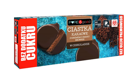 Biscotti al cacao con crema gusto brownie ricoperti di cioccolato fondente senza zuccheri aggiunti 128 g – Pure&Good