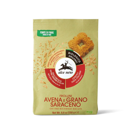 Biscotti d'avena e grano saraceno con olio extra vergine d'oliva (14%) biologici 250 g – Alce Nero