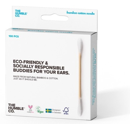 Bastoncini cotonati in bambù bianchi, 100 pezzi – The Humble