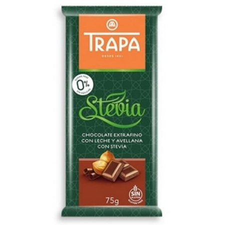 Cioccolato al latte con nocciole e stevia 75 g – Trapa