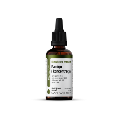 Estratti in gocce per la memoria e la concentrazione Integratore alimentare senza glutine 30 ml - Pharmovit