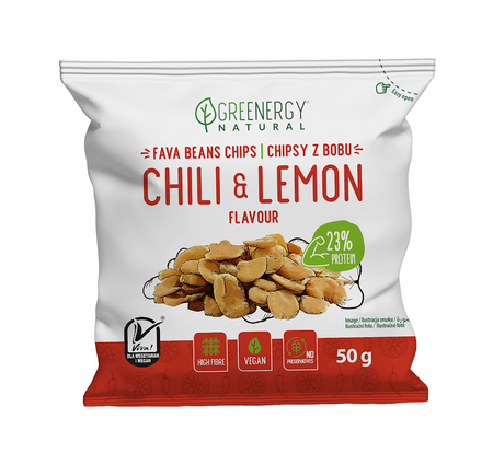 Patatine di fagioli al gusto di 'peperoncino e limone' greenergy, 60 g
