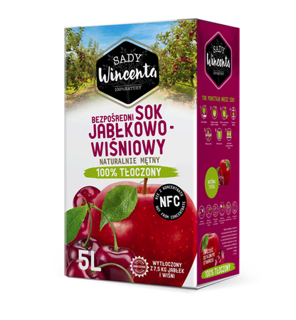 Succo di mela e ciliegia naturalmente torbido 5 l – Sady Wincenta