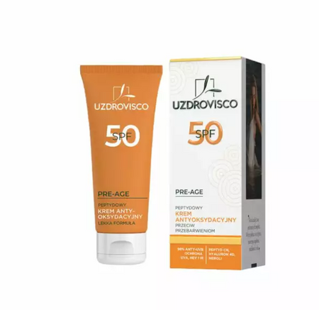 Crema viso antiossidante ai peptidi contro l'iperpigmentazione SPF 50 ml - UZDROVISCO (Pre-age)