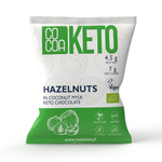 Nocciole ricoperte di cioccolato keto con olio MCT, senza zuccheri aggiunti, biologiche 70 g – Cocoa