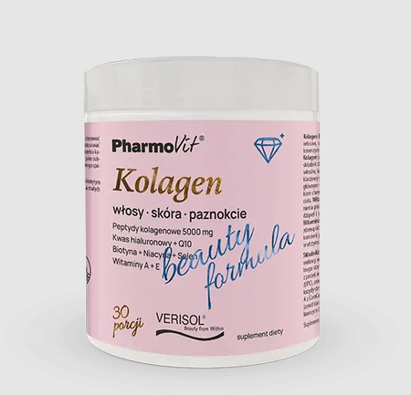Integratore alimentare di collagene Beauty Formula al gusto di pesca e banana 174g - Pharmovit