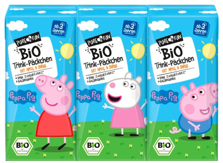 SET 8 x Bevanda alla mela e alla pera BIO 3 x 200 ml Peppa Pig