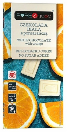 Cioccolato bianco all'arancia senza zuccheri aggiunti 75 g – Pure&Good
