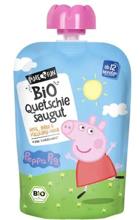 SET 12 x Purea di mele e pere con avena BIO 100 g Peppa Pig - PURE&FUN