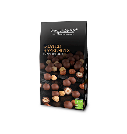 Nocciole al cioccolato pralinato senza zuccheri aggiunti senza glutine Biologico 60 g – Benjamissimo