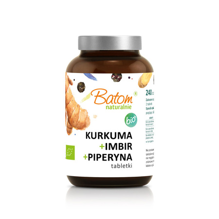 Curcuma + zenzero + piperina Biologico integratore alimentare 240 compresse 120 g – Batom