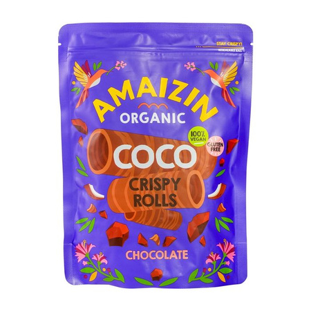 Rotoli - tubi croccanti al cocco e cioccolato senza glutine bio 140 g - Amaizin