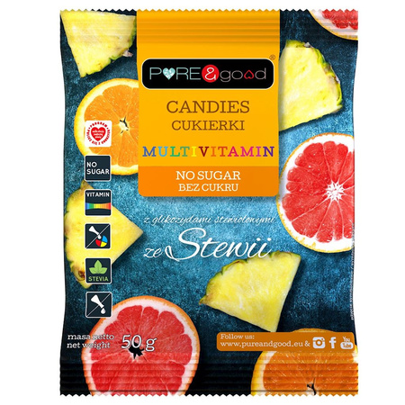 SET 20 x Caramelle multivitaminiche con stevia, senza zucchero 50g