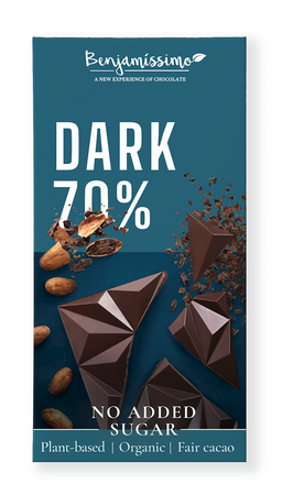 70 % cioccolato amaro senza glutine e senza zuccheri aggiunti bio 60 g - BENJAMISSIMO
