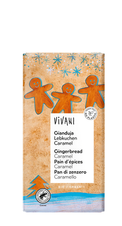 Cioccolato gianduia con pezzi di pan di zenzero e caramello bio 100 g - Vivani