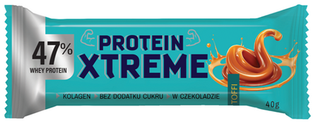Barretta proteica Xtreme al gusto di caramella mou in cioccolato al latte senza zuccheri aggiunti 40 g - squadra buona