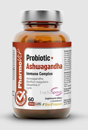 Integratore alimentare di probiotici + Ashwagandha Immuno Complex 60 capsule - Pharmovit (Clean Label)