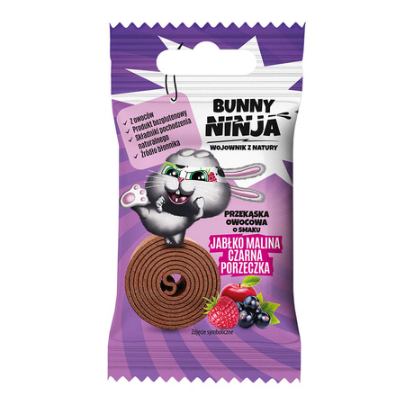 Snack di frutta al gusto di mela-lampone-ribes nero 15 g - Bunny Ninja