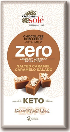Cioccolato al latte senza zuccheri aggiunti caramello salato con stevia KETO 100 g