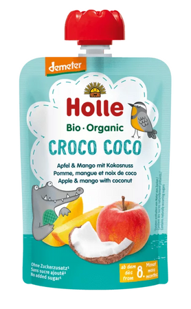 Frullato in bustina Coccodrillo al Cocco (mela - mango - cocco) senza zuccheri aggiunti da 8 mesi Demeter BIOLOGICO 100 g – Holle