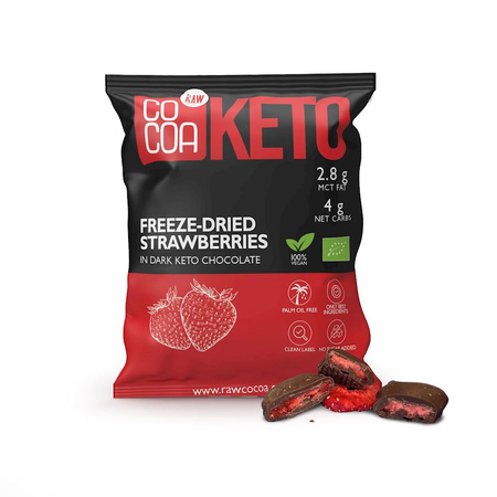 Fragole al cioccolato fondente senza zuccheri aggiunti keto bio 40 g - Cacao