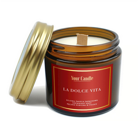 Candela di soia profumata con stoppino in legno la dolce vita 120 ml - Your Candle