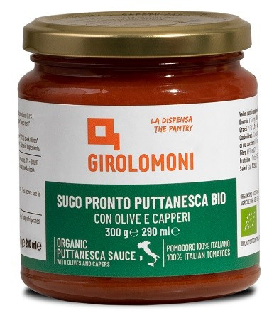 Sugo di pomodoro Puttanesca con olive e capperi Biologico 300 g – Girolomoni