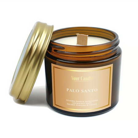 Candela di soia profumata al Palo Santo con stoppino in legno 120 ml – Your Candle