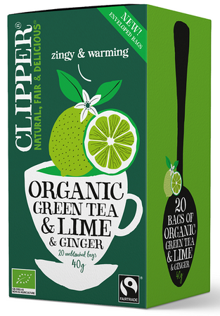 Tè verde con lime e zenzero Fair Trade Biologico (20 x 2 g) 40 g – Clipper
