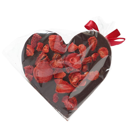 Cioccolato amaro a forma di cuore con fragole senza zuccheri aggiunti senza glutine 80 g - Santini