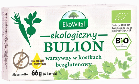 Brodo vegetale in cubetti senza lievito, senza olio di palma, senza glutine, Biologico 60 g – Ekowital