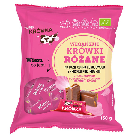 Caramelle mou vegane alla rosa, senza glutine, Biologiche 150 g – Super Krówka