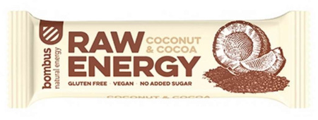 Barretta Raw Energy cocco-cacao senza glutine 50 g – Bombus