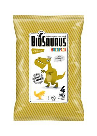 SET 10 x Patatine di mais dinosauro al formaggio senza glutine bio 4x15g - Biosaurus
