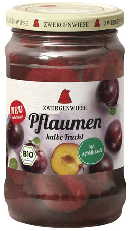 Prugne dimezzate senza glutine in sciroppo leggero bio 360 g (180 g) (barattolo) - ZWERGENWIESE