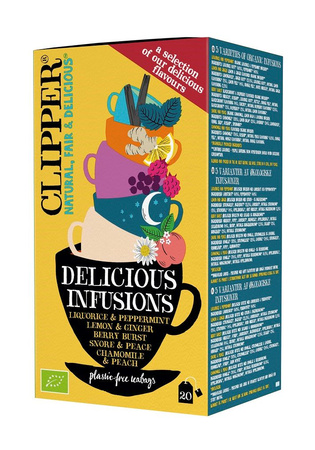 Tisana alla frutta e alle erbe BIO, mix 5 gusti (20 x 1,9 g) 38 g – Clipper