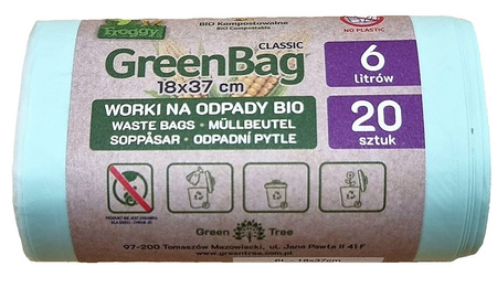 Sacchetti per rifiuti organici e misti (compostabili e biodegradabili) 6 l 20 pz - FROGGY (GREENBAG)