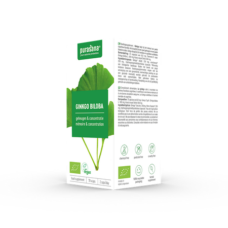 Ginkgo biloba Biologico integratore alimentare 70 capsule (250 mg) – Purasana