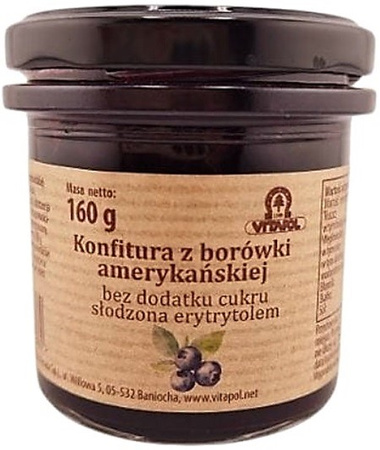 Confettura di mirtilli americani dolcificata con eritritolo senza zucchero 160 g – Vitapol