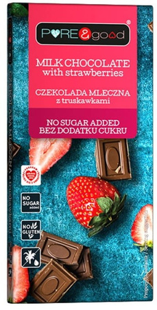 Cioccolato al latte con fragole senza zuccheri aggiunti 75 g - Pure&Good