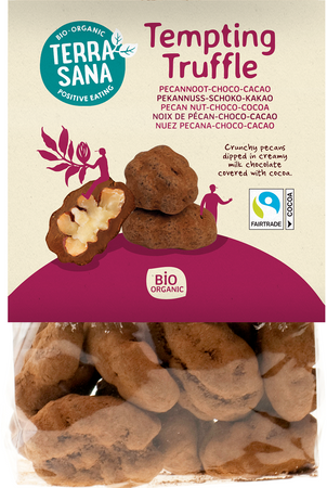 Noci pecan biologiche al cioccolato al latte e cacao 100 g – Terrasana