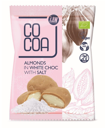 Mandorle rivestite di bianco con sale bio 70 g - Cacao