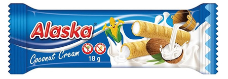 Tubetti di crema di mais ripieni - cocco senza glutine 18g - Alaska