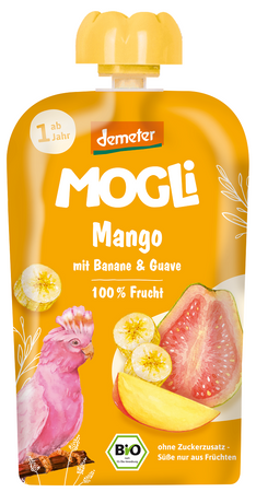 Purea di banana, guava e mango senza zuccheri aggiunti a partire da 1 anno Demeter Biologico 100 g – Mogli