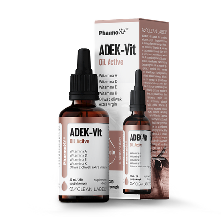 Vitamina ADEK in gocce (800 mcg + 100 mcg + 12 mg + 75 mcg) integratore alimentare senza glutine 30 ml – Pharmovit