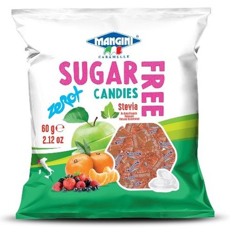 Caramelle al gusto fragola con stevia senza zucchero 60 g – Mangini