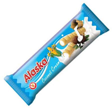 SET 48 x Tubetti di crema di mais ripieni - cocco senza glutine 18g - Alaska