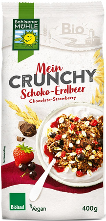 Croccante al cioccolato con fragole e ribes nero bio 400 g - bohlsener muehle