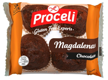 Magdalenas al cioccolato senza glutine 180 g – Proceli
